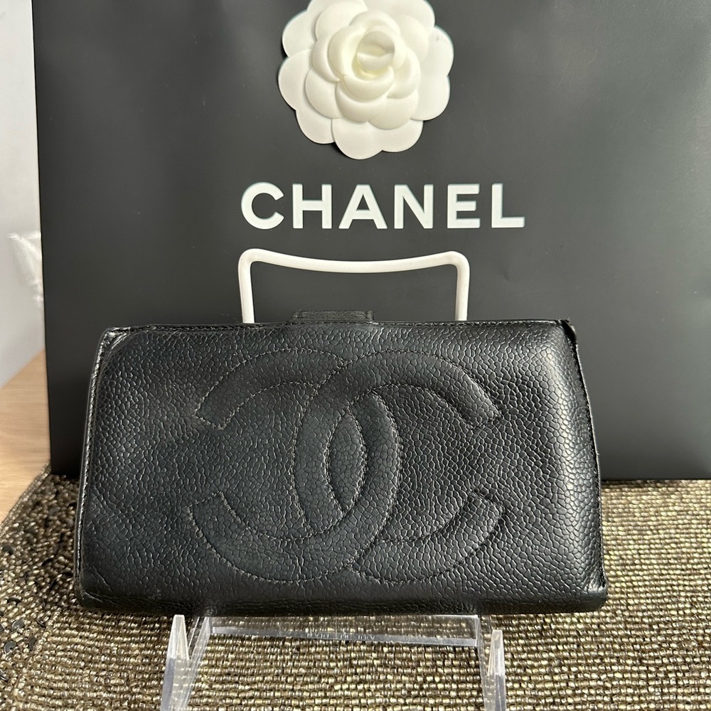 Vintage Chanel Timeless Cc Bifold Fold Wallet - Gem